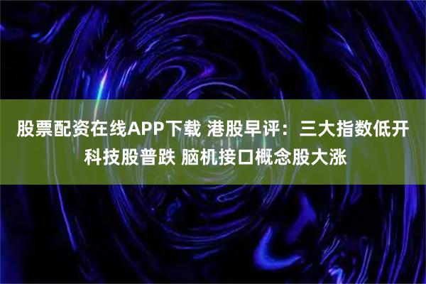 股票配資在線APP下載 港股早評:三大指數低開 科技股普跌 腦機接口概念股大漲